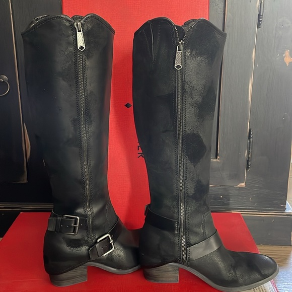 Donald J Pliner Dela Harness Riding Boots / Black Suede Size 6 - Picture 3 of 9